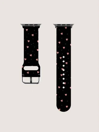 Polka Dot Red Heart Silicone Watch Band Compatible With Apple Watch 38mm 40mm 41mm 42mm 44mm 45mm 49mm, Fits Series Ultra/SE/11/10/9/8/7/6/5/4/3/2/1