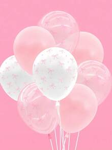 60/30/15/3Pcs 12inch Pink Latex Bow Balloons For Bachelorette Decorations, Bow Theme Birthday Party, Bridal Engagement Decor, Coquette Cute Supplies