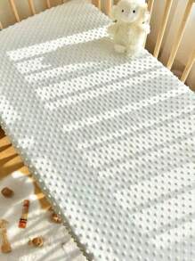 1pc Soft & Cozy Teddy Bear Plush Crib Fitted Sheet, Suitable For Autumn/Winter