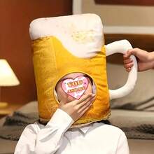 2pcs/Set Plush Beer Mug Hat - Funny Christmas Party Accessory, Soft Costume Prop, Suitable For Valentine's Day, New Year, Party, Spring/Summer - Yellow + Yellow - View 6