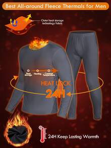 3 Pack Thermal Underwear For Boyfriend Style Men Long Johns Fleece Lined Soft And Warm Set Base Layer For Cold Weather - 黑-黑-灰 - 查看 5
