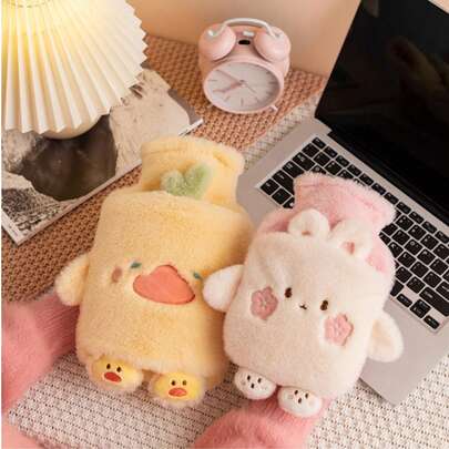  1 包 1000 毫升优质人造毛皮热水袋，可舒缓疼痛并带来舒适感 - 非常适合颈部、背部、肩部、腿部和痛经的热水袋，适用于颈部、背部、肩部、腿部和痛经的万圣节、圣诞节、感恩节礼物（由于批次不同，线条和颜色可能会有所不同。对于造成的不便，我们深表歉意）﻿