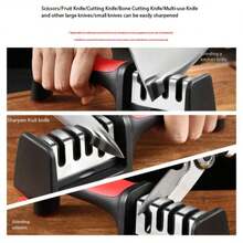 1pc Multi-Functional 4-Stage Knife Sharpener, Professional Kitchen Sharpening Stone Tool, Metal & Plastic,Quick Sharpening Tool With Anti-Slip Base, Accessories And Tools For Kitchen Knives, No Electricity Or Battery Needed, With Electroplated Tungsten Carbide & Ceramic Stones,Easy To Hang, Kitchen Supplies, Suitable For Kitchen Knives
