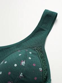 Seamless Wireless Comfortable Front Closure Bra, Women's Lingerie - Dark Green - View 5