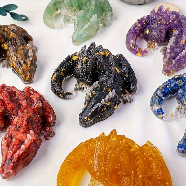 1 Stück Natürlicher Kristall 3D Drachen Figur, Harz gegossen, Amethyst & Rosenquarz. Geeignet für Feiertage, Abschluss und Geburtstaggeschenke. Ein dekoratives Stück für Zuhause oder Büro, auch eine ideale Wahl für Sammler.