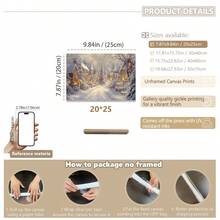1 件复古圣诞墙画圣诞雪村夜空星星海报帆布印刷现代冬季家居装饰冬夜帆布墙画山村装饰画，房间装饰，客厅，家居装饰，圣诞海报 - 彩色 - 查看 12