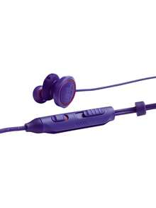 JBL Quantum 50 有线入耳式耳机带麦克风，高清语音，适用于远程学习、在线会议、游戏音乐、高保真立体声、低延迟、3.5 毫米插孔，兼容 PC Mac 智能手机平板电脑 - 紫色 - 查看 2