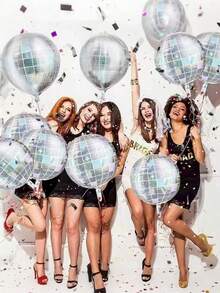 2/3/4 Stück Regenbogen Discokugel Folie Ballons, Laser Silber, Blau und Pink 4D Ballons, 22 Zoll Disco Einzelparty Dekorationen, modische Geburtstags Party Zubehör, 70er-80er Jahre Party Dekorationen, Disco Thema, Weihnachten, Muttertag, Abschluss