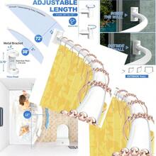 Adjustable Curved Shower Curtain Rail Rustproof Expandable Aluminum Metal Shower Rod 3872 Inch Telescopic Design Exquisite Adjustable For Bathroom - White - View 1
