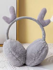 Hirschgeweih Plüsch Ohrenschützer, warm & modisch dehnbare Kaninchenfell Ohrenwärmer für den Winter