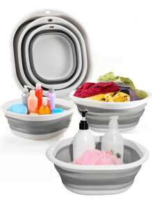 3/1pc Foldable Bathroom Basin, Underwear Cleaning Basin, Foot Soaking Bucket, Dirty Clothes Basket, Bathroom Accessories, Easy To Carry Back To School Season Accessories, Back To School Supplies, RV Apartment Bathroom Tools