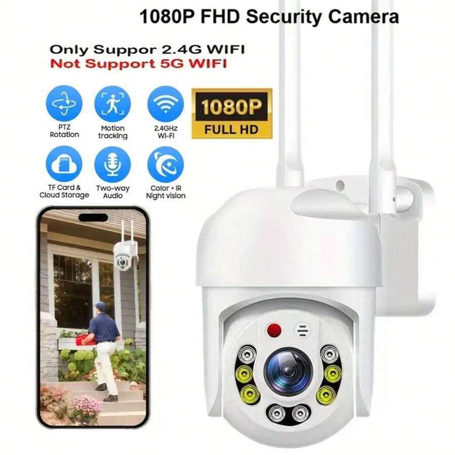 1080P HD Drahtlose Sicherheitskamera Set, 3MP Auflösung, Verbessertes Farbiges Nachtsicht, Zwei-Wege Audio, Schwenken/Neigen/Zoomen, Bewegungsverfolgung