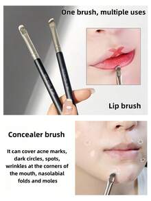 OEIEZ 双头唇刷，可伸缩唇刷，用于口红唇彩的化妆刷，适合日常旅行化妆，荧光笔和遮瑕刷唇部化妆刷