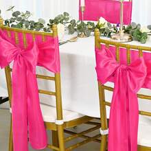 25pcs Satin Chair Sash Tie Bows, Fuchsia Satin Chair Sash Tie Backs For Wedding, Reception, Event, Banquet, Party, Hotel, Ceremony Decor (7*108 Inches) - Multicolor - View 6