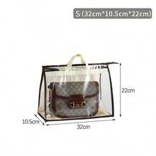 1个装挂式衣服袋衣柜PVC收纳袋透明防尘防潮透气挂袋皮包保护套多功能透明3D袋防尘罩袋子整理袋