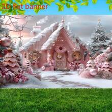 1 件 2D 平面圣诞横幅背景，粉色魔法仙女屋，圣诞树，白云，粉色元素 - 1個 - 查看 4