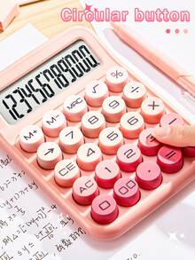 1 件多巴胺彩色计算器，12 位宽屏显示，办公计算器，学生便携式电子计算机，ABS 材质耐冲击，圆形按钮，两种尺寸可供选择，适用于办公室和学生返校计算文具，（不含电池） - 單件 - 查看 2