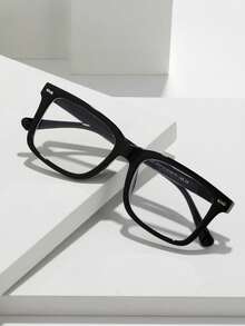 2 piezas Gafas de hombre con decoración metálica, estilo clásico retro con remaches, para campus/negocios con lentes transparentes (con correa para gafas)