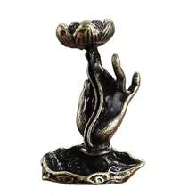 1 件创意空心莲花合金香炉，家用室内香炉 - 銅色 - 查看 14