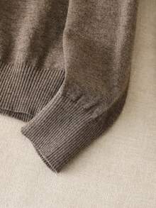 GIGOGOU 女士薄款保暖休闲毛衣上衣，柔软舒适，简约时尚，秋季服装 - 咖啡棕 - 查看 7