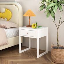 Modern White Nightstand With Drawer, Minimalist Bedside Table With Wood Knob, Compact End Table For Bedroom, Apartment, Or Small Spaces, Easy Assembly - 白色 - 查看 3
