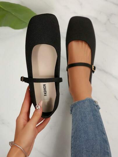 Bailarinas negras con hebilla decorativa, zapatos de estilo Mary Jane elegantes y de moda, adecuados para primavera, otoño, invierno y todas las estaciones, diseño de suela blanda para comodidad, apropiados para ropa de trabajo, estudiantes, uso casual, viajes, atuendos elegantes, versátiles y clásicos, suaves y cómodos, excelente experiencia