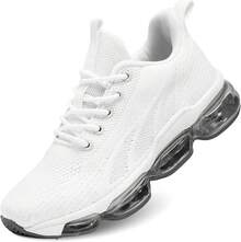Womens Walking Running Shoes Air Cushion Breathable Fashion Tennis Sneakers Mesh Workout Casual Athletic Sports GymChristmas - 白色 - 查看 1
