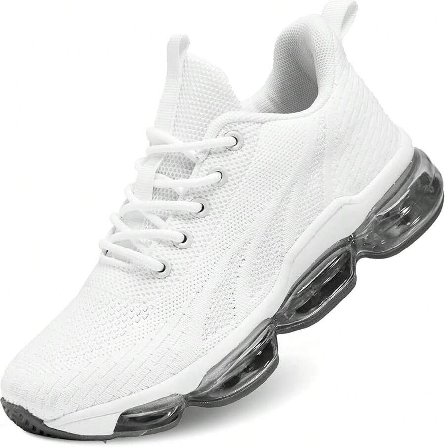 Womens Walking Running Shoes Air Cushion Breathable Fashion Tennis Sneakers Mesh Workout Casual Athletic Sports GymChristmas - 白色 - 查看 1