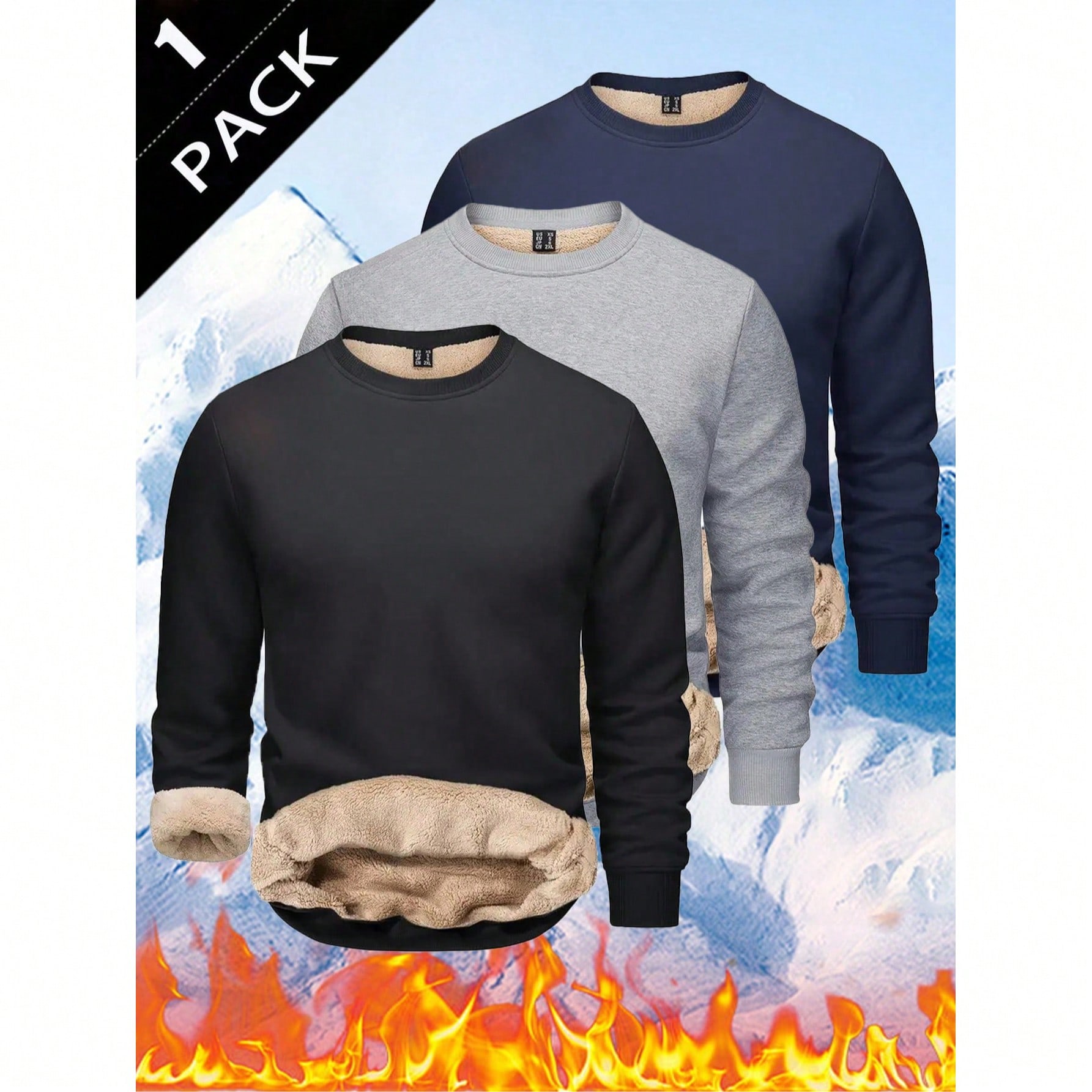 Jersey de cuello redondo casual con forro térmico para deportivo de otoño/invierno