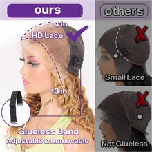 ownvmor Ombre Highlight Deep Wave Curly BOB Lace Front Wigs For Women Human Hair Pre Plucked Wear And Go Glueless 12 Inch Honey Blonde 4/27 13x4 HD Lace Frontal Short Curly BOB Wigs - S4/27 - 查看 5