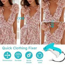 1pc Fine Stitch Gun Stitchy Quick Clothing Fixer For Clothes,Micro Tagging Gun For Clothing With 6 Fine Needles & 1000 Pcs Fasteners,Mini Speedy Sticky Sewing Hemming Tool