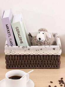 3件套（S+M+L），1个波西米亚风编织桌面收纳篮（带盖和不带盖），适用于钥匙、小物件、咖啡桌、化妆品、零食等，可用于客厅、玄关、家居装饰，也可作为节日装饰礼品，可重复使用，用于文具、衣柜、玩具、化妆品等收纳，是理想的桌面整理篮。