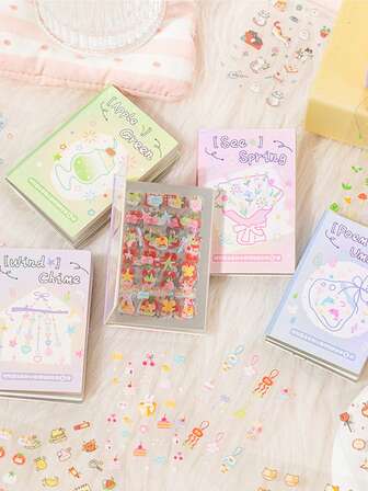 30 hojas/libro de pegatinas de material PET, serie Dreamland Starlight 4.0 con diversos elementos de pegatinas, adecuado para scrapbooking, papelería, decoración de botellas de agua