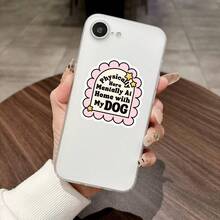 1 PIEZA Pegatina de 3 pulgadas "Físicamente aquí, mentalmente en casa con mi perro" para iPads, planificadores y tazas de café, para introvertidos, sobrevivientes de agotamiento y personas que se teletransportan emocionalmente a la ubicación de su perro, un regalo del núcleo de confort para los sobrestimulados