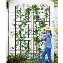2 Panels 72in Tall Outdoor Garden Metal Trellis Climbing Plant Support Frame - 1 - View 6