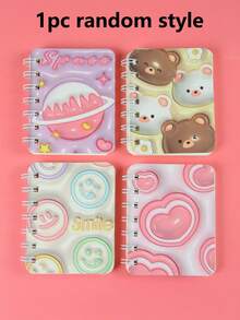 4/1pc 80 Pages/Book Cartoon Cute Panda Happy Planet A7 Coil-Bound Lined Cute Notebook, Essential Stationery For Back To School School Supplies - Multicolor - View 15