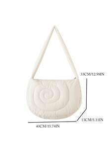 韩国时尚百搭特别泡泡纱蜗牛纹理加厚单肩斜跨包云朵肩托特包适合通勤出游日常逛街 - 米色 - 查看 5