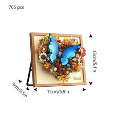 Nuevo conjunto decorativo de bloques de construcción montados a mano con marco con forma de corazón y flor en forma de corazón en flor, adorno de escritorio, artesanía - Flores exuberantes, adecuado para el Día de San Valentín, el Día de la Madre, regalos de cumpleaños, regalos navideños de alta gama