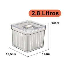 Organizador de Geladeira 3,8 Litros Cesto Com Tampa Multiuso Alimentos Verduras e Vegetais - Transparente - Visão 11