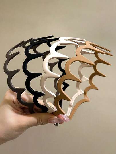 4条/1条 14.57英寸/37厘米 轻薄纯色 黑白米色卡其色棕色 防滑塑料发箍，时尚百搭 高端优雅 简约极简发饰，适合日常出行、休闲、派对、通勤、度假、扎马尾、盘发、洗脸、化妆、搭配服装、发带、发箍、女士发箍、家居美容 女士配饰礼品、家居、护肤发箍头饰、夏季、假日、旅行