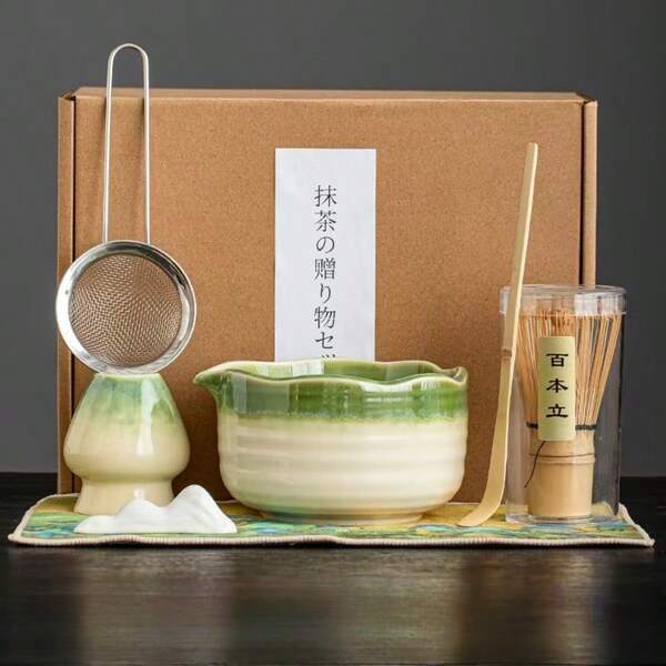1pc/4pcs/7pcs Matcha Bowl, Matcha Whisk, Matcha Scoop, Matcha Accessories Set, Vintage Style, Japanese Tea Ceremony Tools, Gift Set For Back To School, Holiday, Halloween