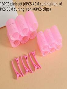 12/18/24 Stücke Lockenstab Haarwickler Set mit 12 selbsthaftenden Haarwicklern und 12 Edelstahlclips, geeignet für langes, mittellanges, kurzes, dickes und feines Haar, Pony und Volumen Locken, Haarstyling Set, Haarpflegewerkzeug, Schönheitsaccessoire Geschenk für Frauen