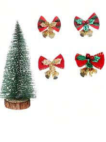 Christmas Tree Decoration Accessories, Suitable For Christmas Decoration, Christmas Party Decoration, Home Decoration, Indoor And Outdoor, Winter Vacation Decoration Products, The Best GiftChDIY Mini Christmas Tree Desktop Decoration, Pine Needle Tree Christmas Decoration, Christmas Dipped White Cedar Small Christmas TreeMini Bow Christmas Tree Decoration, Christmas Gift Box Decoration, Christmas Diy Accessories, Bow Bell Pendant - Multicolor - View 5