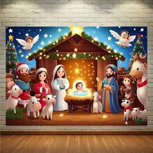 1pc 2D Christmas Scene Backdrop, Suitable For Photography, Party And Christmas Decoration, Birthday Celebration, Holiday Background Decor, Photo Booth Prop, Party Banner, Wedding Decoration, Party Supplies - Multicolor - View 6