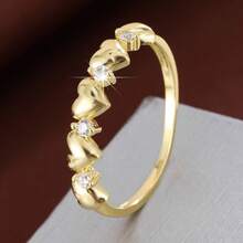 1pc Petite Heart Arrangement Design Cubic Zirconia Inlaid Women's Ring - Multicolor - View 9