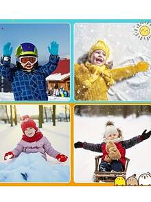 12/1 Paio di guanti invernali caldi per bambini - guanti a maglia morbida a dita intere per climi freddi con polsini elastici, disponibili in più colori (nero mostrato), adatti per bambini e bambine, lavare a mano, protezione dal freddo (colore casuale dei guanti)