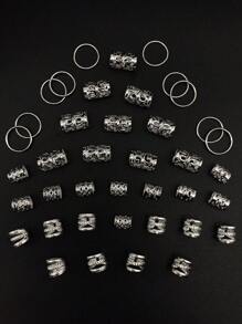 40个/套 混合形状脏辫发圈，可调节发带，适合编发造型，四季皆宜 - 銀色 - 查看 7