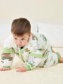 儿童天鹅绒圆点毛绒分腿睡袋 幼儿男女童卡通印花可拆卸袖子舒适睡袋 - 彩色 - 查看 7