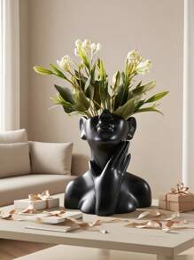 Resin Vase, Female Head And Bust Vase Bohemian Simple Ornaments Modern Nordic Style Flower Arrangement Vase Is Suitable For Home Living Room Office Bookshelf Decoration. Also Suitable For Kitchen Storage And Other Purposes.