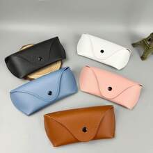 1pc Portable Leather Glasses Case PU Leather Durable Soft Sunglasses Pouch Slim Case For Women Unisex Eyeglass Case Eyewear Accessories(5 Colors For Choose)